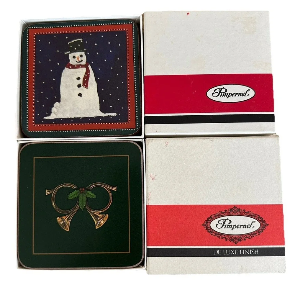VTG 2 sets Pimpernel Christmas Designs Cork Coasters 11 coasters in total